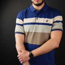 Tricou Polo pentru bărbați - Ares - ROCCO - Bleumarin cu bej