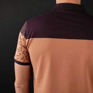 Tricou Polo pentru bărbați - Ares - MALIBU - Maro și cărămiziu