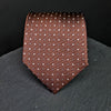 Cravată Confex - Maro cu puncte gri și albe