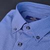 a blue and white checkered dress shirt