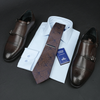 a dress shirt, tie, and dress shoes on a table