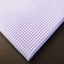 a close up of a blue and white checkered shirt